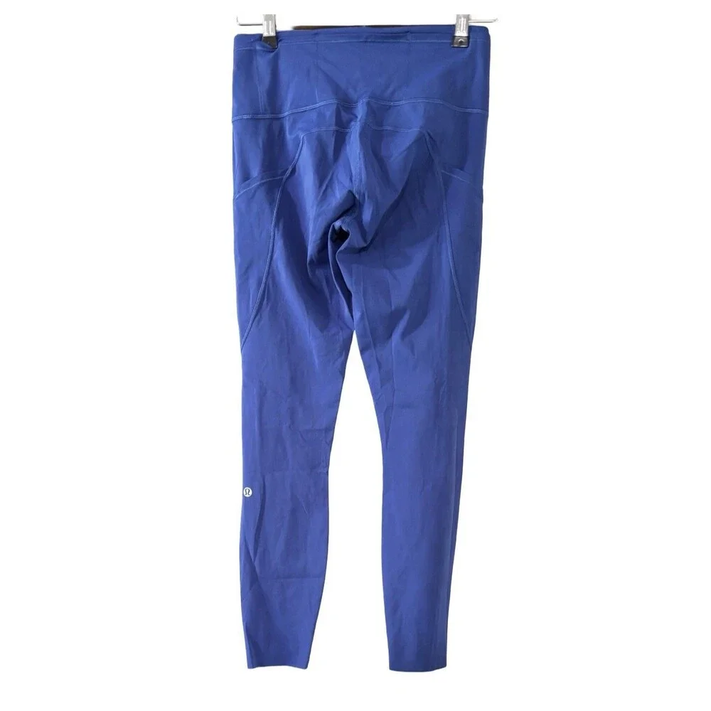 Lululemon Fast and Free High Rise Nulux Blue Logo Ankle Tights Size 6